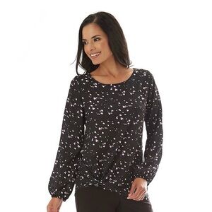 Apt 9 Women's Black and Pink Patterned Top